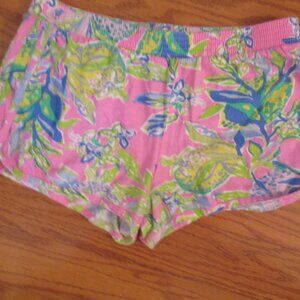 Girls Lilly Pulitzer Sz XL 12 14 Trail Shorts pink floral pattern elastic waist